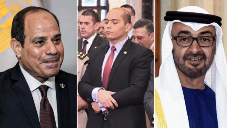 ولي عهد أبو ظبي والرئيس المصري وفي الوسط السيسي الابن (مواقع التواصل)