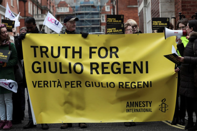 مظاهرة سابقة في بريطانيا لكشف الحقيقة عن مقتل ريجيني