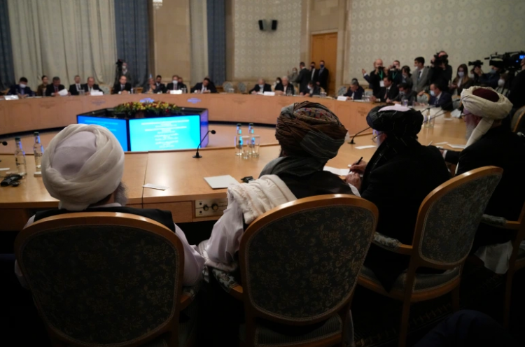 الوفد الأفغاني الممثل لحكومة طالبان خلال محادثات موسكو
