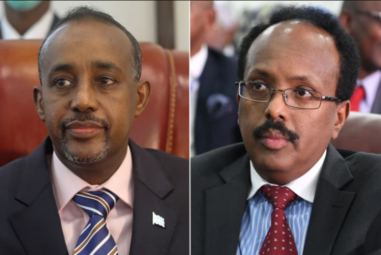 الرئيس الصومالي يمين ورئيس الوزراء يسار